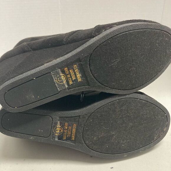 MANHATTAN Collection Black faux suede Wedge booties Size 6 - Picture 10 of 12